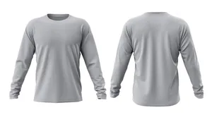 Detailed front and back views of a premium light grey athletic long-sleeved sport shirt