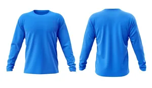 Professional front and back view of a blue multi-functional long-sleeved sports t-shirt