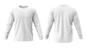 Professional front and back view of a blank white long-sleeved athletic t-shirt mockup