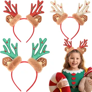 Colorful Christmas reindeer antler headband set for kids party costumes and decorations