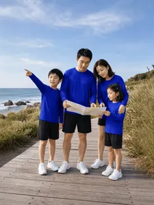 Blue long-sleeved athletic shirts for family outdoor sports activities and team events