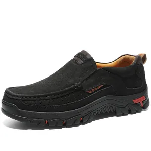 Comfortable black men's casual driving shoes with soft sole and breathable design