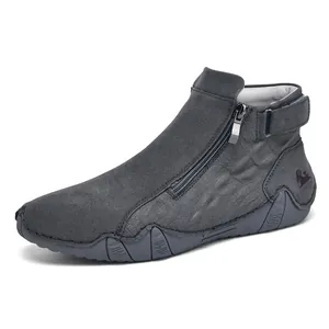 Botas Martin grises para hombre con cremallera lateral y textura de cocodrilo