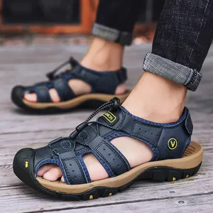 Outdoor men's summer beach sandals with soft sole and breathable closed-toe design