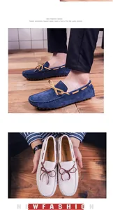Mocassini casual da uomo in pelle blu e beige con dettaglio classico del fiocco