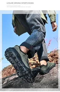 Chaussures de randonnée en cuir de porc pour hommes avec semelle à crampons durable