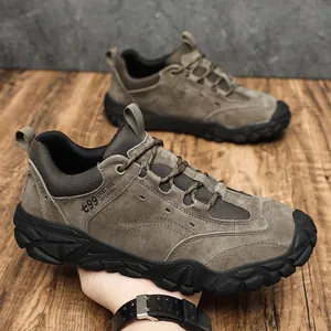 Chaussures de Randonnée en Cuir de Porc pour Hommes Résistantes à l'Usure Antidérapantes Chaussures de Sécurité Légères Semelle Souple