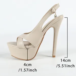 Elegantes sandalias de plataforma nude con tacón de aguja de 14 cm y plataforma de 4 cm para fiestas