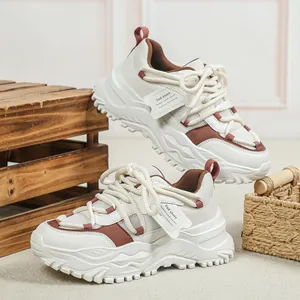 Ademende mesh chunky sneakers in neutrale crème- en bruintinten met dikke zolen