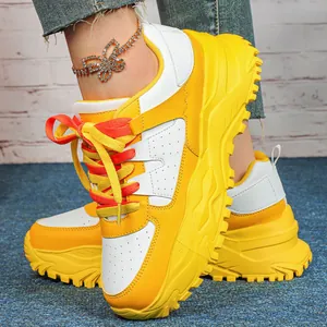 Trendy Chunky Sneakers For Women Men Platform Height Increasing Breathable Dad Shoes Retro Casual Sports Walking Patchwork Footwear