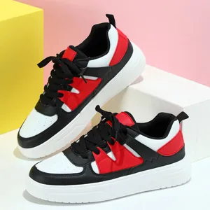 Zapatillas de plataforma de moda con bloques de color rojo negro blanco para uso casual