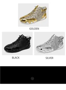 Glittering high-top octopus casual boots available in golden, black and silver colors