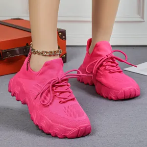Damen Herren Mesh Fly-knit Socken Sneaker Slip On Wanderschuhe Große Größe Atmungsaktiv Leicht Dicke Sohle Sportschuhe