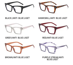 Set aus stilvollen Cat-Eye-Blaulichtfilter-Brillen in sechs trendigen Farben