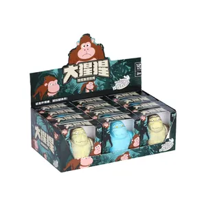 12er-Pack lustige Gorilla-Quetschspielzeuge in Verkaufsbox zum Stressabbau und Entspannen
