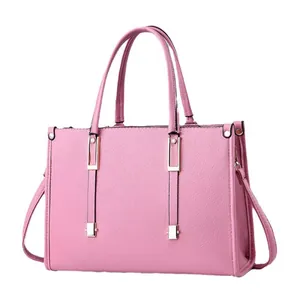Bolso tote rosa de piel granulada de gran capacidad con correa de bandolera