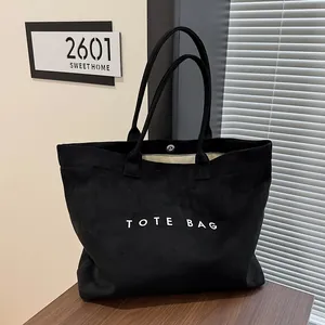 Grand sac fourre-tout vintage en daim noir pour le travail et les loisirs quotidiens