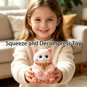 Cute Cat Squishy Stress Relief Toy Soft Rubber Animal Kitty Fidget Toy For Kids Adults Creative Desktop Ornament Gift