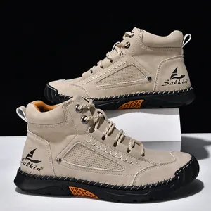 Premium hand-stitched leather Martin boots for men with durable lace-up closure detail