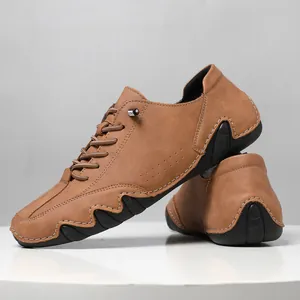 Professional brown men's low-top casual shoes with unique black octopus rubber sole