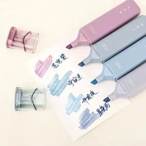 Set of four glitter highlighters in nebula colors on white paper showing swatches