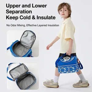 Sac à lunch isotherme pour enfants avec dessin animé et bandoulière réglable