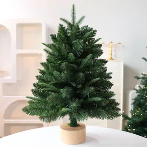 Mini albero di Natale da tavolo realistico con rami misti in PVC/PE e base in legno