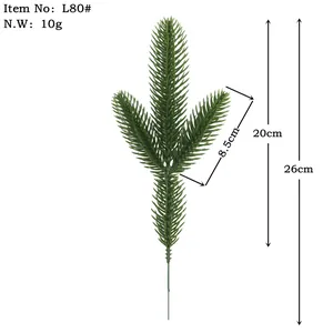 Dimension details of artificial PE pine needle branch for Christmas DIY floral decor