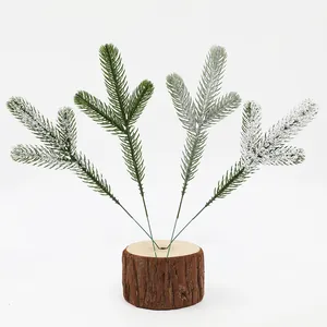 Artificial Christmas Pine Needle Branches Three-Pronged PE Green Simulation Plant For DIY Xmas Wreath Bouquet Home Decor