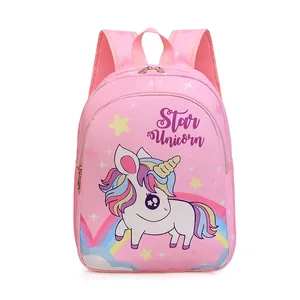 Sac à dos licorne rose pour fillettes avec motifs d'arc-en-ciel et d'étoiles