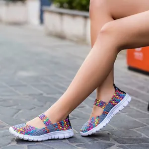 Γυναικεία Χειροποίητα Πλεκτά Casual Παπούτσια Καλοκαιρινά Αναπνεύσιμα Δίχτυ Φλατ Sneakers Mary Jane Ελαφριά Άνετα Παπούτσια Περιπάτου