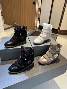 High-top wedge sneakers for women featuring Velcro straps and star design details