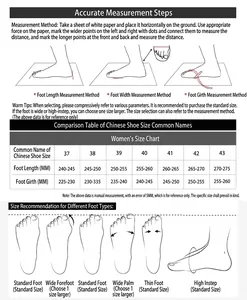 Tableau des tailles et guide de mesure pour sandales à talons hauts pour femmes.