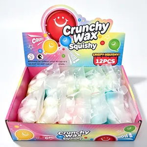 Σετ 12 τραγανά παιχνίδια squishy από κερί σε μια ζωντανή πολύχρωμη θήκη προβολής