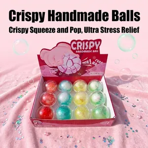 Set of 12 colorful crispy handmade decompression balls for stress relief in red box