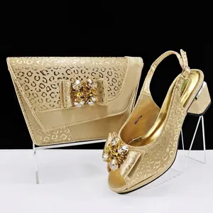Women Luxurious Leopard Print Rhinestone Bowknot Heels And Matching Evening Bag Set Faux Leather Peep Toe Party Dress Shoes Bag Kit