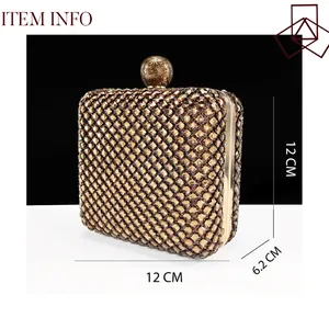 Bolso de noche de lujo con pedrería y carcasa rígida para bodas y fiestas
