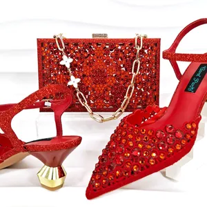 Chaussures À Talons Hauts De Luxe En Strass Et Ensemble De Sac De Soirée Escarpins À Bout Pointu Pochette Pour Femmes Mariage Fête Banquet
