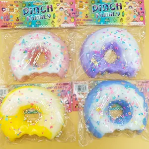 Colorful donut-shaped slow rebound squishy toys for stress relief and sensory play.