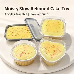 Set of slow rebound PU foam squeeze toys in various cake shapes with colorful sprinkles