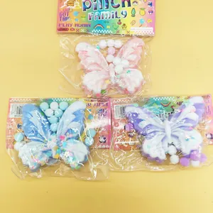 Three colorful butterfly-shaped slow rebound stress relief toys in packaging