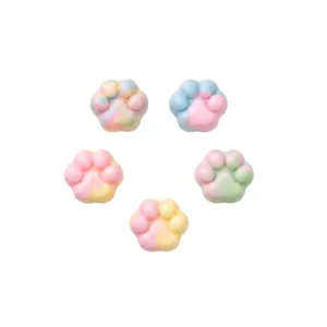 Set of 5 cute pastel cat paw squishy toys for stress relief and office anti-anxiety use.
