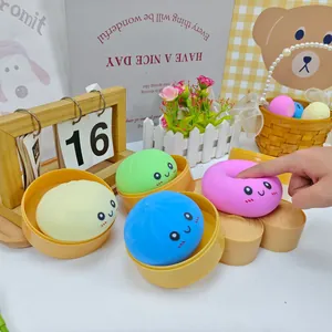 Cute flour-filled bun squishy stress relief toy set in mini steamers