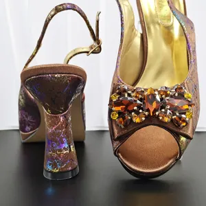Sandales à talons hauts pour femmes avec motif feu d'artifice et bijoux en cristal