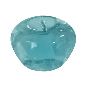 Translucent blue apple stress relief squeeze toy with crystal clear jelly texture.
