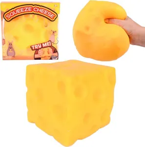 Simulation Fromage Jaune Squishy Jouet Anti-stress Jouet à Presser Rempli de Farine Douce pour Enfants Adultes Bureau