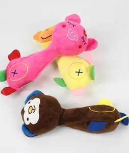 Set of colorful cute animal-shaped plush squeaky chew toys for dogs