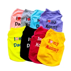 Colorful polyester dog vests with classic I Love Mommy and Daddy print for pets