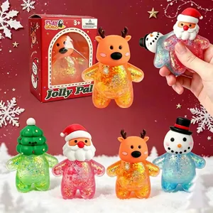 Natale Babbo Natale Pupazzo di Neve Renna Squishy Giocattolo Antistress Riempito di Glitter TPR Morbido Giocattolo Sensoriale per Bambini Adulti Regalo