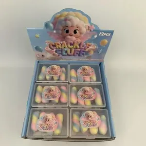 Set of 12 cute cat paw crackle squishy toys for stress relief in a display box.